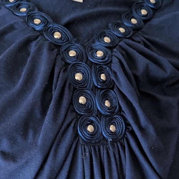 Dresses & Skirts - Blue and White Embellished Ruched Sleeveless Dress